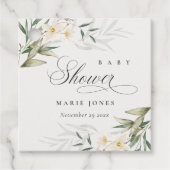 Étiquettes Cadeau Baby shower de Bunch Floral Rustique Blanc (Devant)