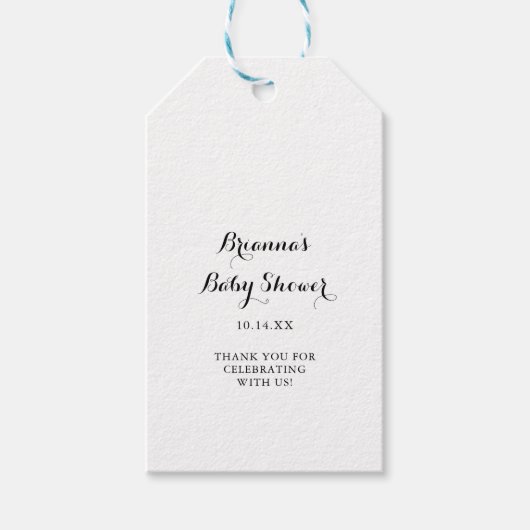 Étiquettes-cadeau Baby shower de calligraphie moderne (Devant)