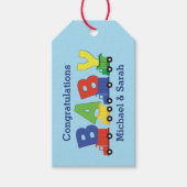 Étiquettes-cadeau Baby shower de camions (Devant)