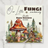 Étiquettes Cadeau Baby shower de champignons de forêt rustique autom (Devant)