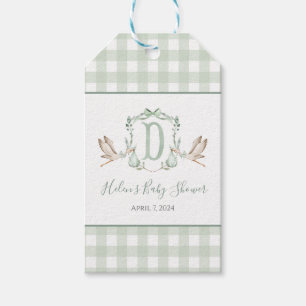 Étiquettes-cadeau Baby shower de cigogne de Preppy Southern Green