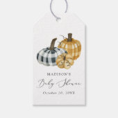 Étiquettes-cadeau Baby shower de Citrouille Rustique (Devant)