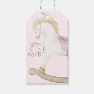 Étiquettes-cadeau Baby shower de cow-girl rose Vintage rocheuse