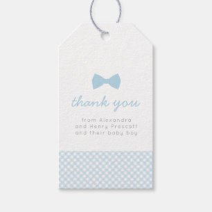 Étiquettes-cadeau baby shower de cravate En vichy arc bleu