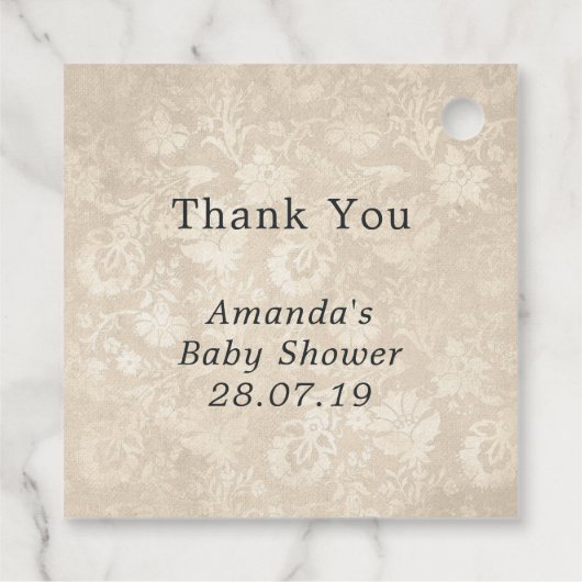 Étiquettes Cadeau Baby shower de fée de papillon brillant (Dos)