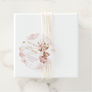 Étiquettes Cadeau Baby shower de fille d'attente de l'ours en peluch