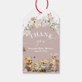Étiquettes-cadeau Baby shower de fille fleur sauvage des animaux des (Devant)