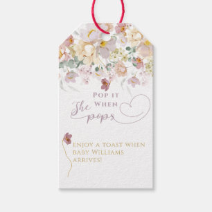 Étiquettes-cadeau Baby shower de fille pourpre Fleur sauvage à fleur