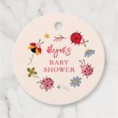 Étiquettes Cadeau Baby shower de filles florales de Ladybug (Devant)