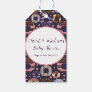 Étiquettes-cadeau Baby shower de filles violettes de beignes douces