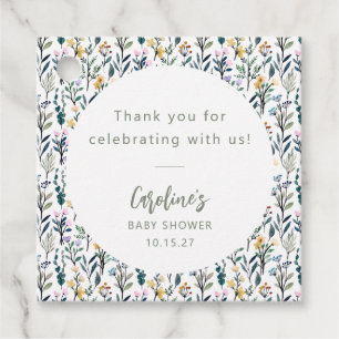 Étiquettes Cadeau Baby shower de Fleur sauvage d'aquarelle Boho Cute