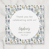 Étiquettes Cadeau Baby shower de Fleur sauvage d'aquarelle Boho Cute (Dos)