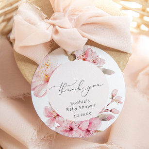 Étiquettes Cadeau Baby shower de fleurs de cerisier de Sakura