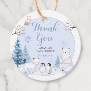 Étiquettes Cadeau BABY SHOWER de flocons de neige d'ANIMAL ARCTIQUE