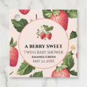 Étiquettes Cadeau Baby shower de fraises sucrées TWINS Berry (Devant)