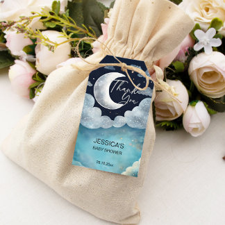 Étiquettes-cadeau Baby shower de galaxie de lune merci pour