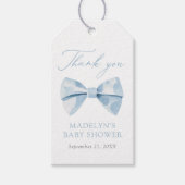 Étiquettes-cadeau Baby shower de garçon Blue Bowtie (Devant)
