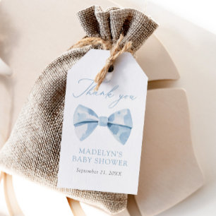 Étiquettes-cadeau Baby shower de garçon Blue Bowtie