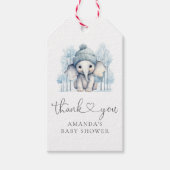 Étiquettes-cadeau Baby shower de garçon éléphant d'hiver (Devant)