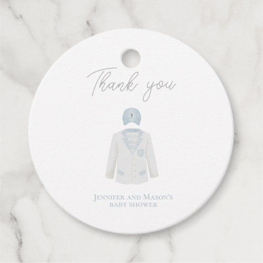 Étiquettes Cadeau Baby shower de golf bleu (Devant)