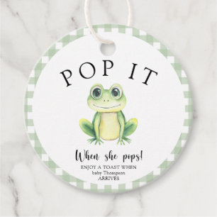 Étiquettes Cadeau Baby shower de grenouille - Pop it! Quand elle écl