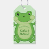 Étiquettes-cadeau Baby shower de grenouille vert (Devant)