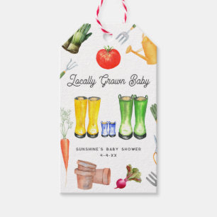 Étiquettes-cadeau Baby shower de jardin Blue Boots cultivé localemen