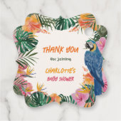 Étiquettes Cadeau Baby shower de la jungle tropicale florale (Dos)