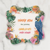 Étiquettes Cadeau Baby shower de la jungle tropicale florale (Devant)