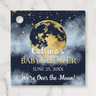 Étiquettes Cadeau Baby shower de la Marine Bleu au-dessus de la Lune