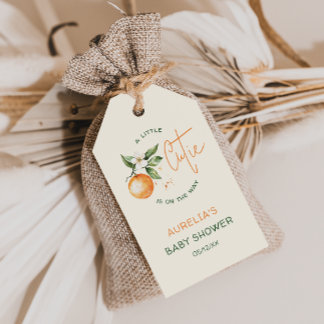 Étiquettes-cadeau Baby shower de la Petite Cutie Orange Citrus