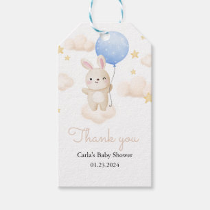 Étiquettes-cadeau Baby shower de lapin mignon bleu garçon