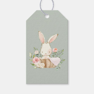 Étiquettes-cadeau Baby shower de lapin vert Sage