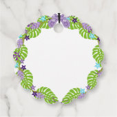 Étiquettes Cadeau Baby shower de l'éclosion de dinosaure bleu violet (Dos)