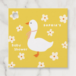 Étiquettes Cadeau Baby shower de l'oie blanche et des marguerites