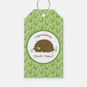 Étiquettes-cadeau Baby shower de l'ours couché Bois (Devant)