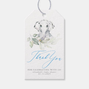 Étiquettes-cadeau Baby shower de Merci bleu éléphant bébé