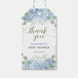 Étiquettes-cadeau Baby shower de Merci bleu hydrangea