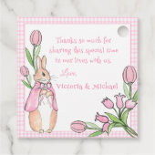 Étiquettes Cadeau Baby shower de Merci de lapin blanc rose (Dos)
