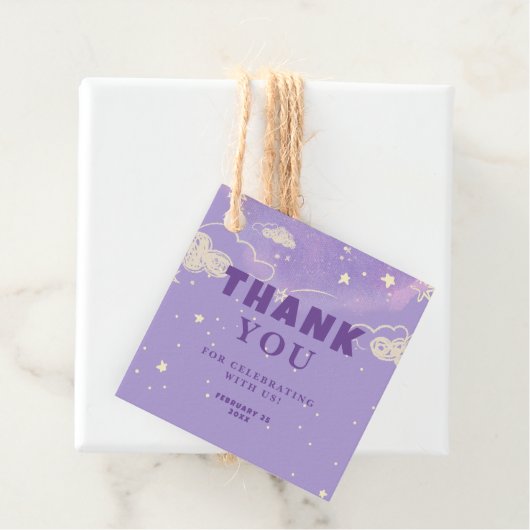 Étiquettes Cadeau Baby shower de Merci de rêve pourpre (En situation)
