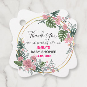 Étiquettes Cadeau Baby shower de Merci de rose fleuri