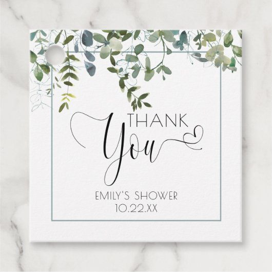 Étiquettes Cadeau Baby shower de Merci de verdure simple (Devant)