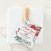 Étiquettes Cadeau Baby shower de Noël Rouge Poinsettia (En situation)