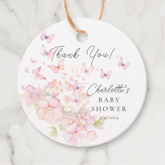 Étiquettes Cadeau Baby shower de papillons Whimsical (Devant)