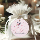 Étiquettes Cadeau Baby shower de Papillons Whimsical Soft Pink Stork