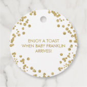Étiquettes Cadeau Baby shower de Parties scintillant blanc et or Pop (Dos)