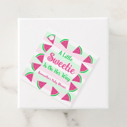 Étiquettes Cadeau Baby shower de pastèque doux (En situation)