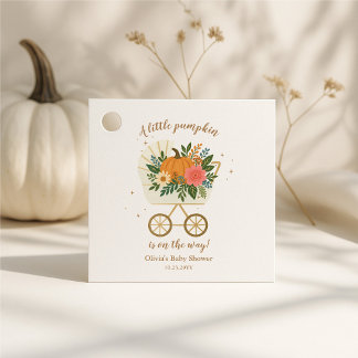 Étiquettes Cadeau Baby shower de petite fille Citrouille