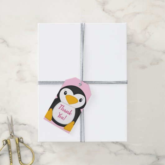 Étiquettes-cadeau Baby shower de pingouin (Avec de la ficelle)