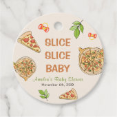 Étiquettes Cadeau Baby shower de pizza pour bébés Slice Slice (Devant)